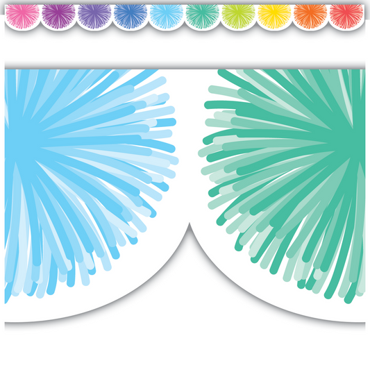 Colorful Poms Scalloped Die-Cut Border