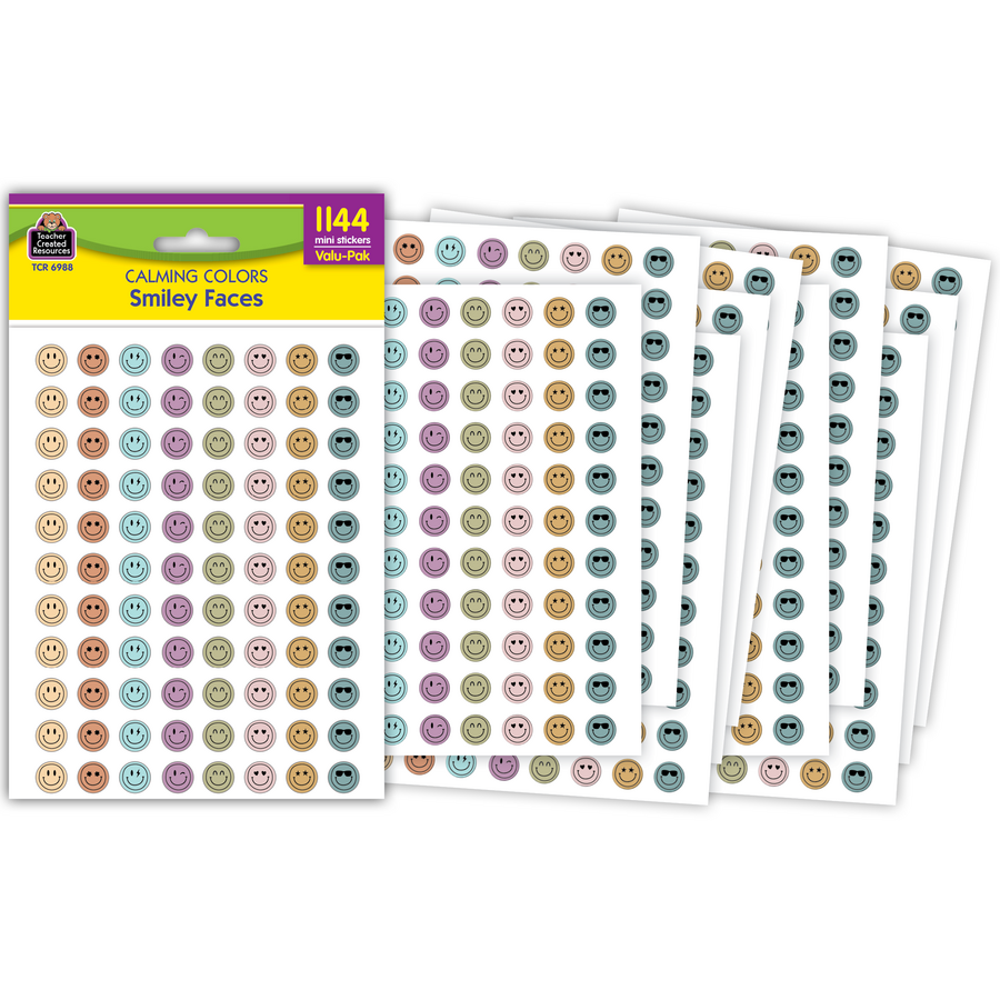 Calming Colors Smiley Faces Mini Stickers Valu-Pak