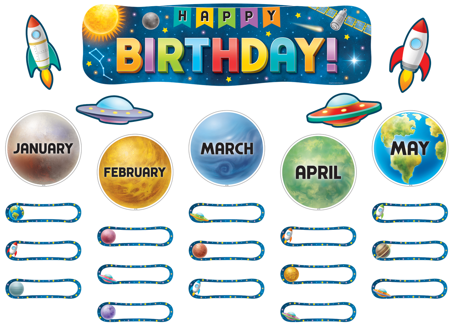Outer Space Crew Happy Birthday Mini Bulletin Board