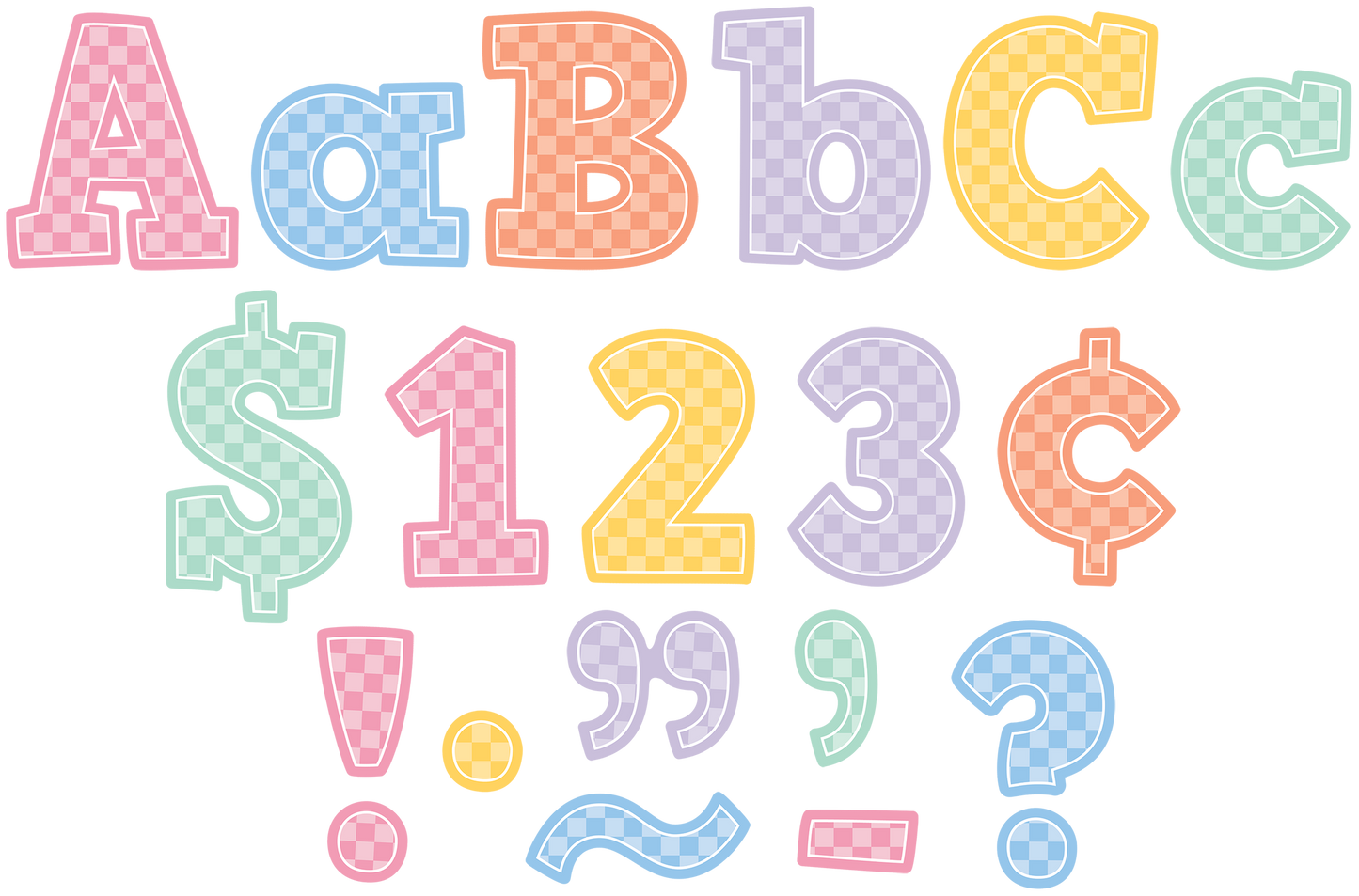 Cool for School Checkers 4" Bold Block Letters Combo Pack