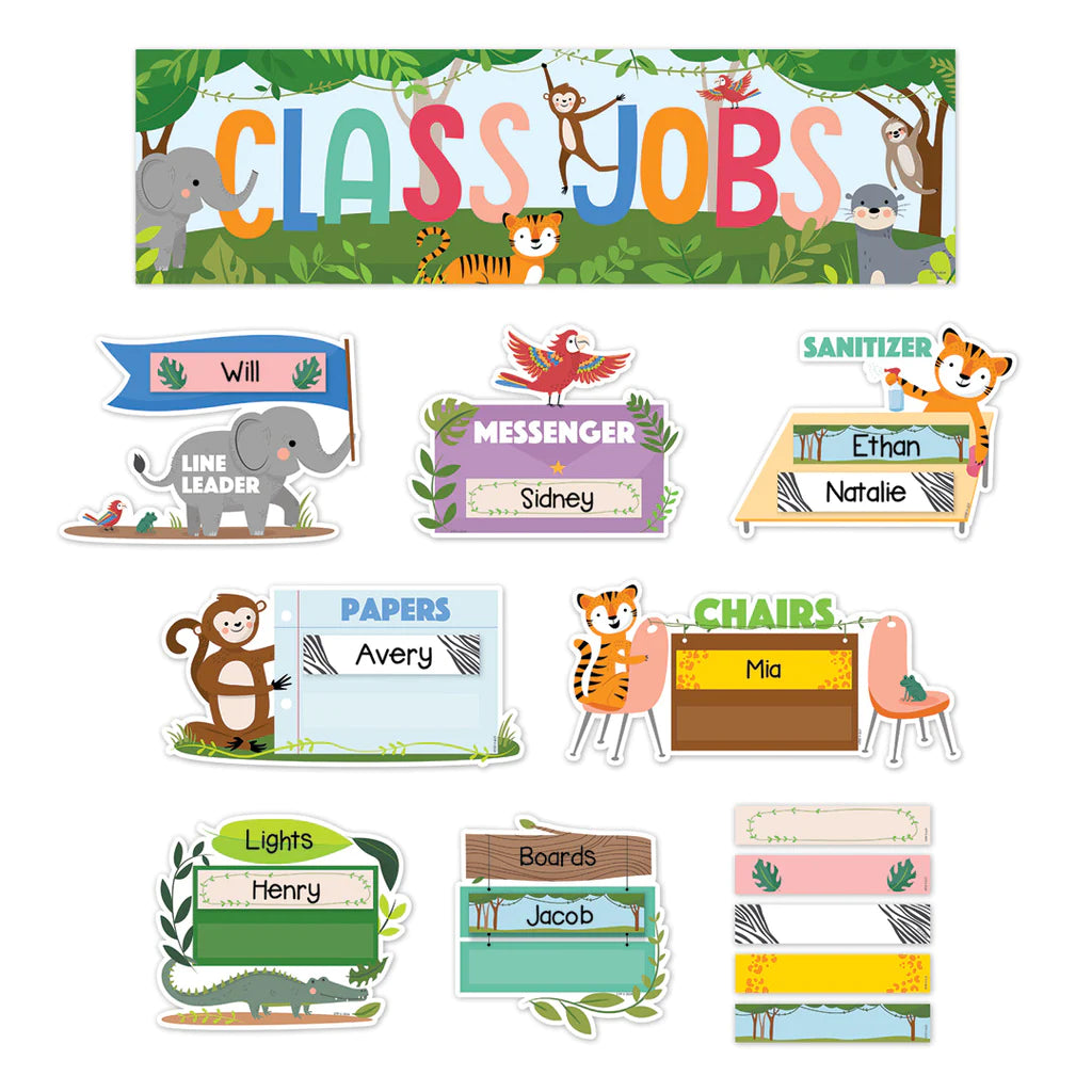 Jungle Friends Class Jobs Mini Bulletin Board Set