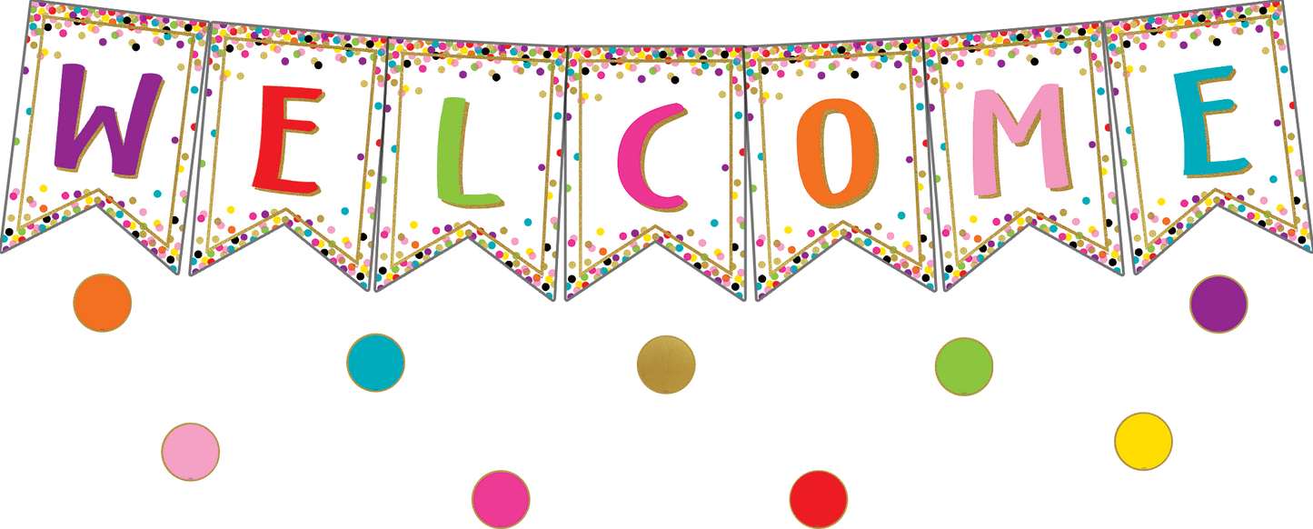 Confetti Pennants Welcome Bulletin Board