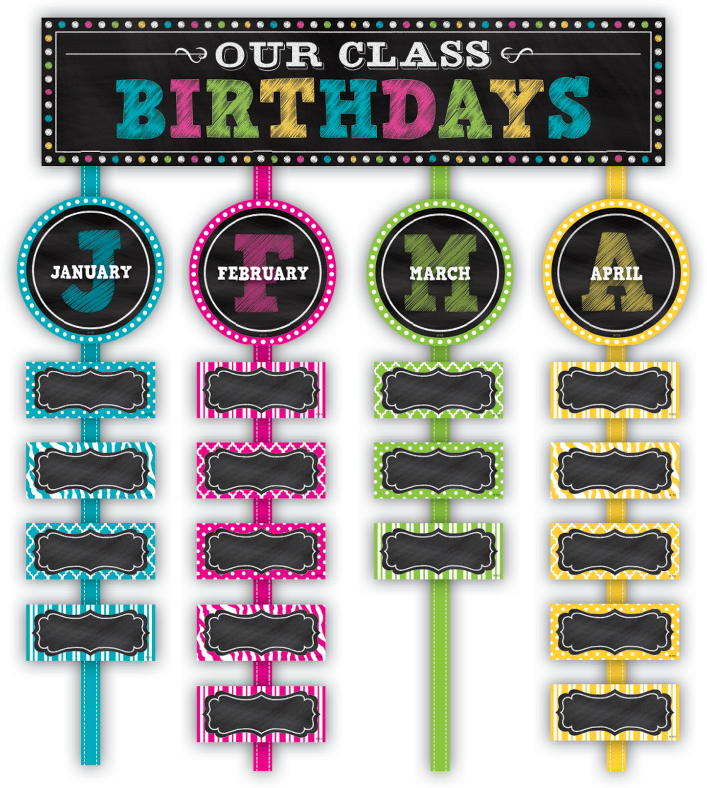 Chalkboard Brights Our Class Birthdays Mini Bulletin Board