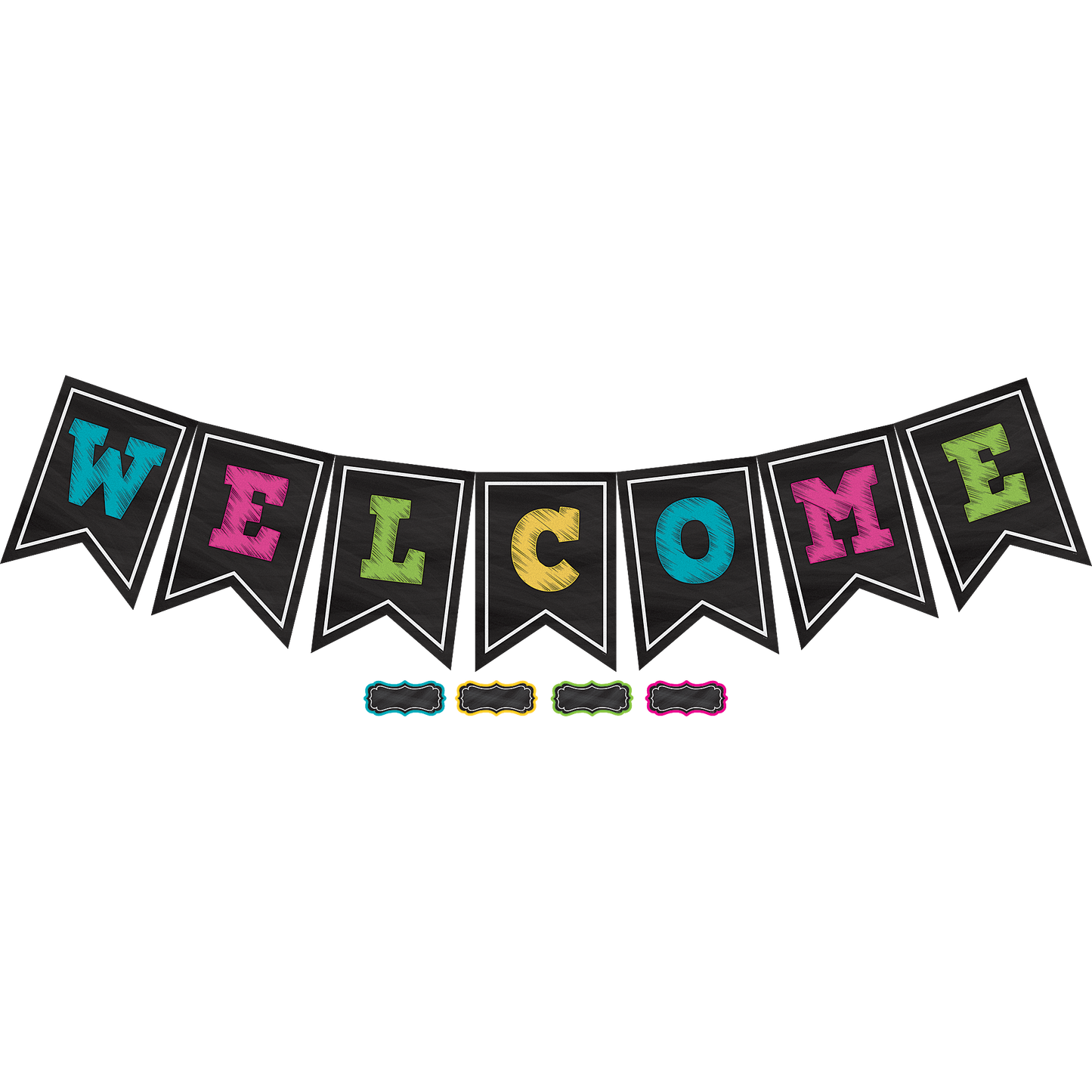 Chalkboard Brights Pennants Welcome Bulletin Board