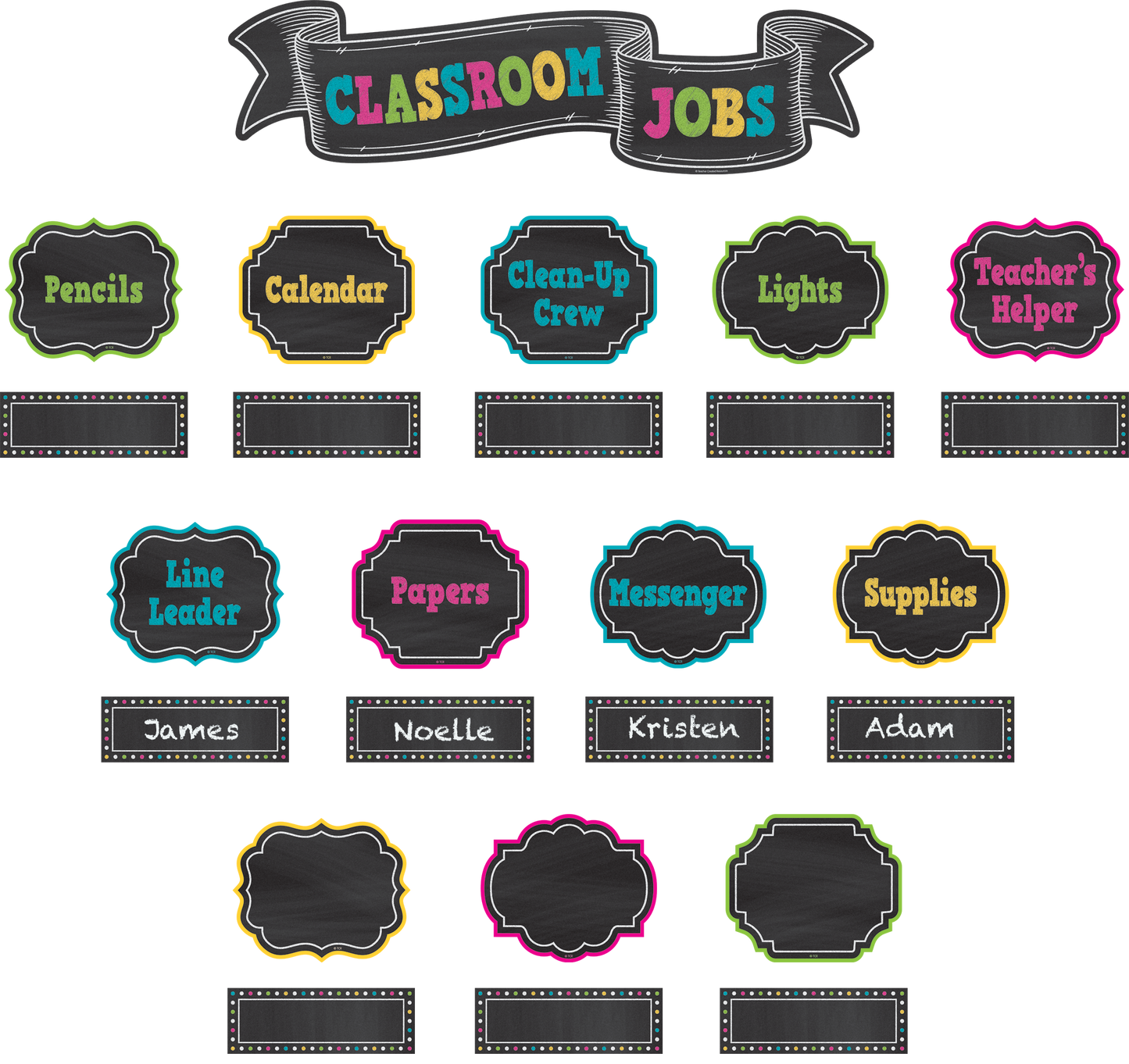 Chalkboard Brights Classroom Jobs Mini Bulletin Board