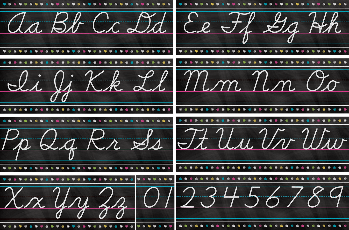 Chalkboard Brights Cursive Writing Bulletin Board