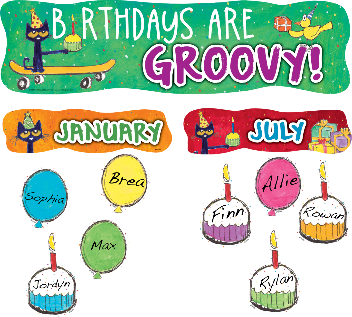 Pete the Cat® Birthdays Are Groovy Mini Bulletin Board