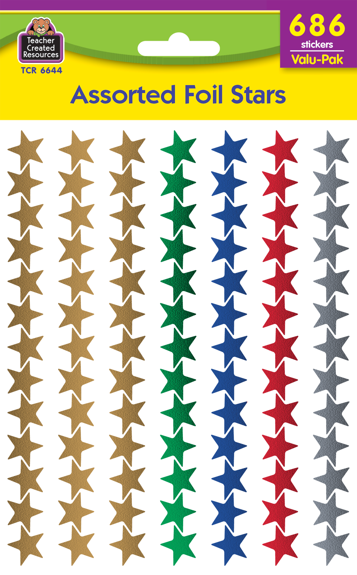 Assorted Foil Stars Stickers Valu-Pak