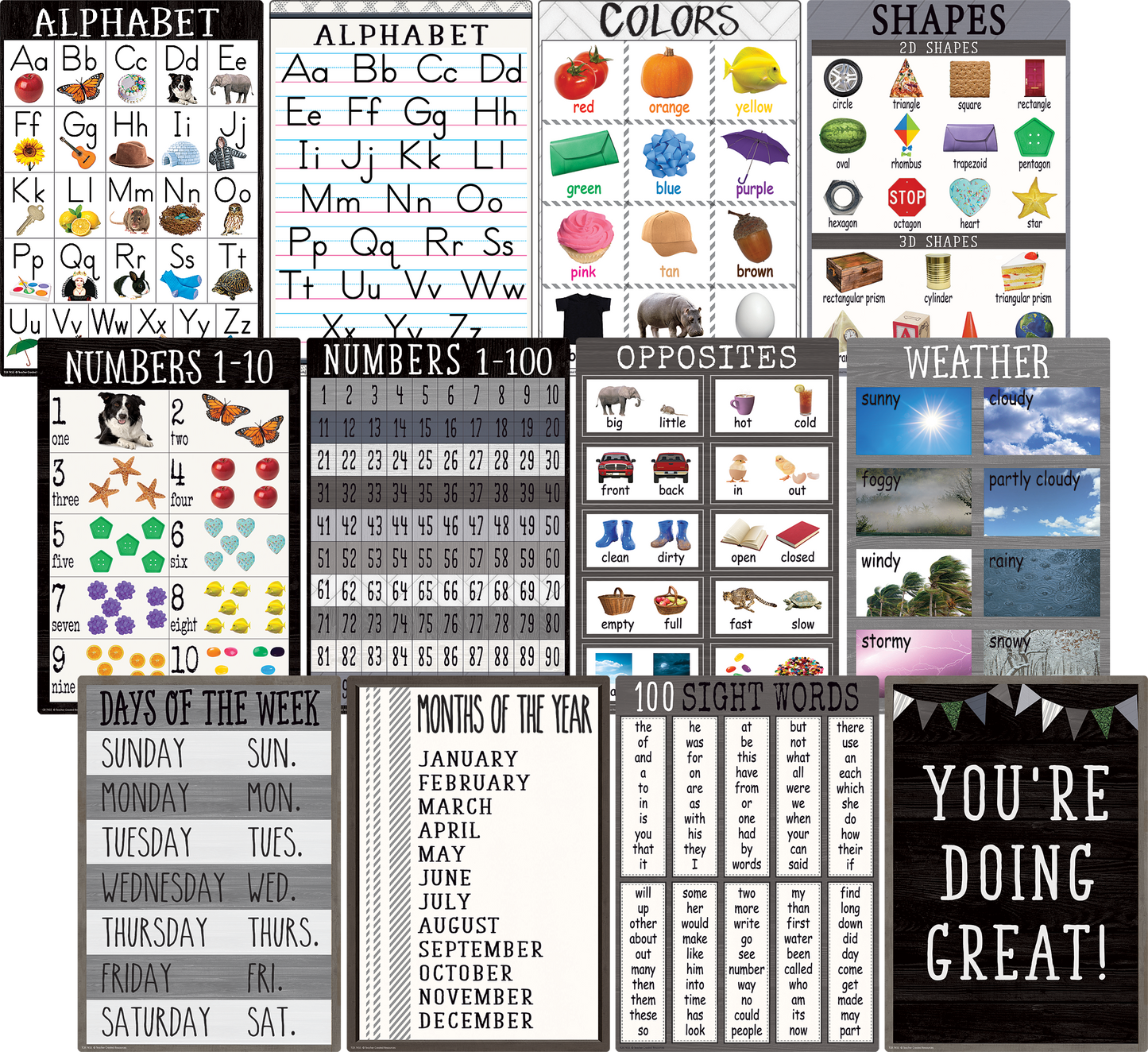 Modern Farmhouse Early Learning Small Poster Pack