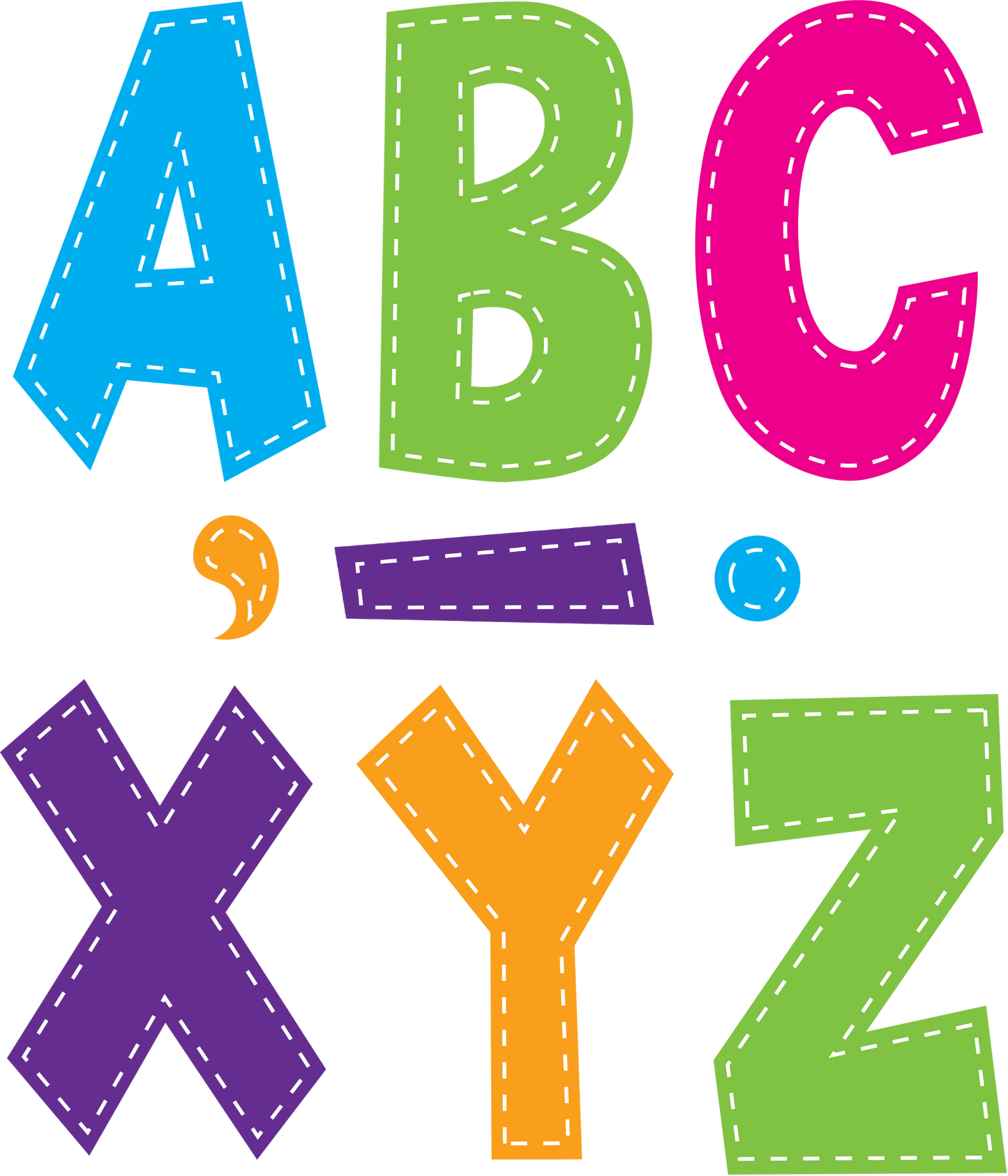 Multi Bright Stitch 7" Fun Font Letters