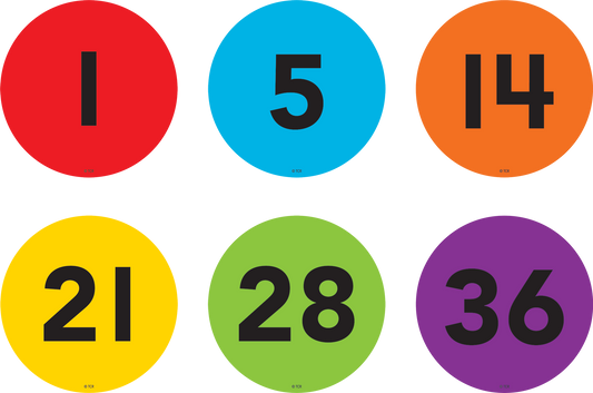 Spot On® Floor Markers Numbers 1–36 - 4"