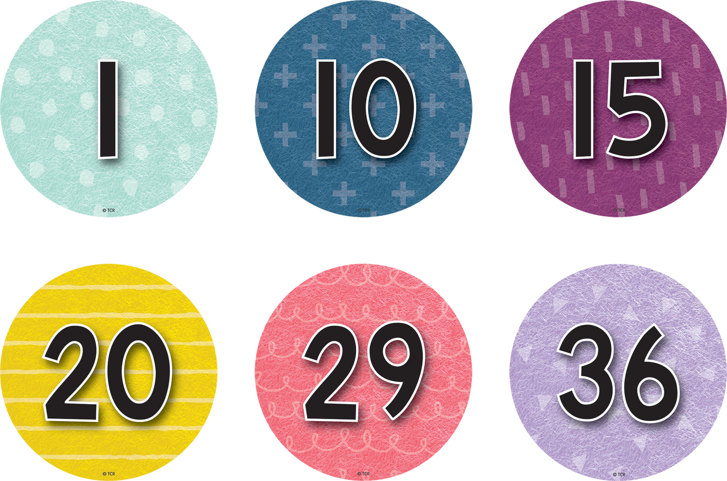 Spot On® Floor Markers Oh Happy Day Numbers 1–36 - 4"