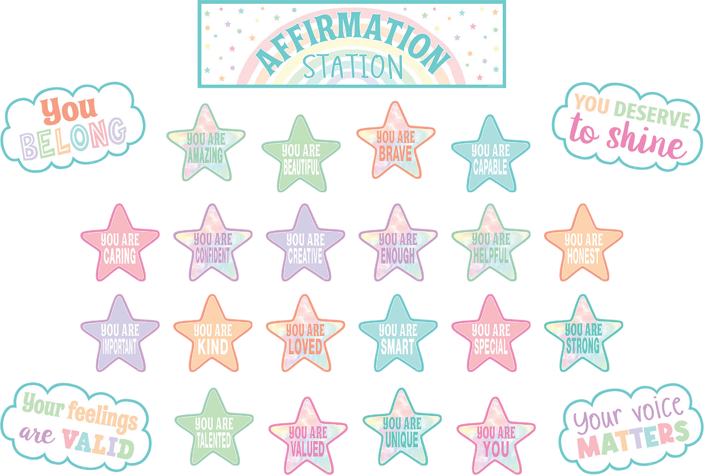 Pastel Pop Positive Affirmations Mini Bulletin Board