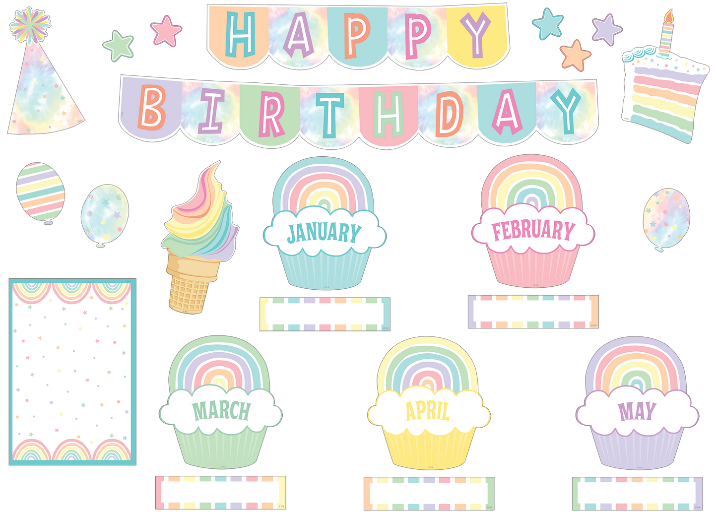 Pastel Pop Happy Birthday Mini Bulletin Board