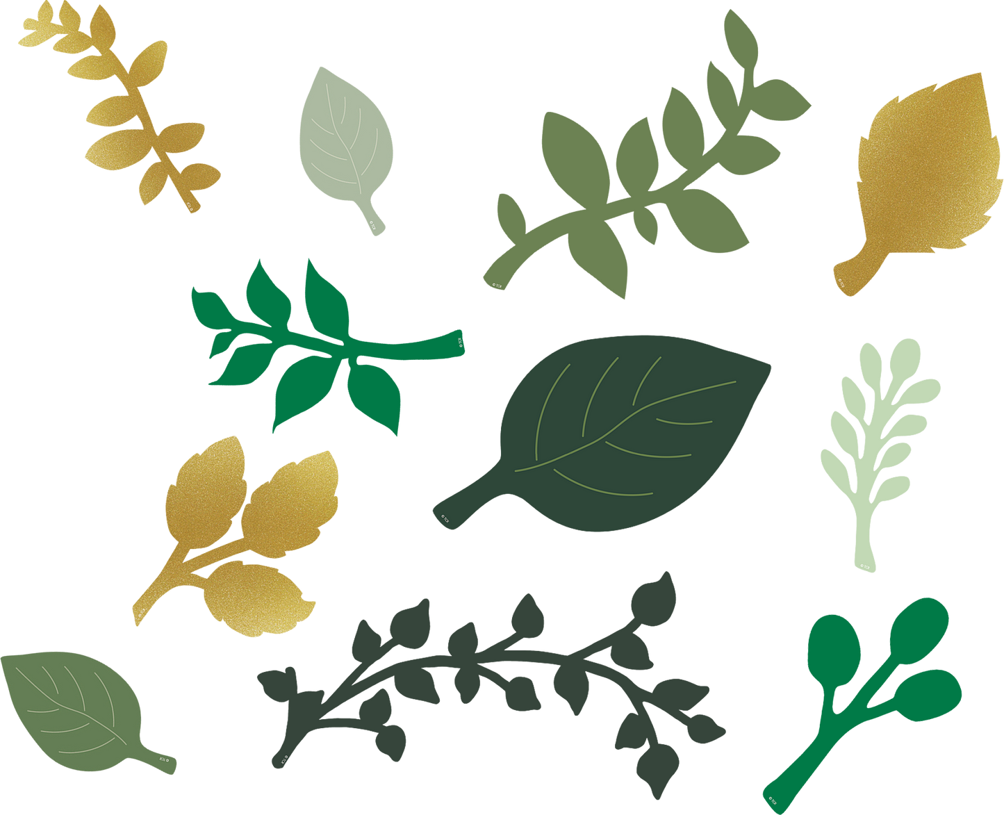 Green and Gold Paper Leaves
