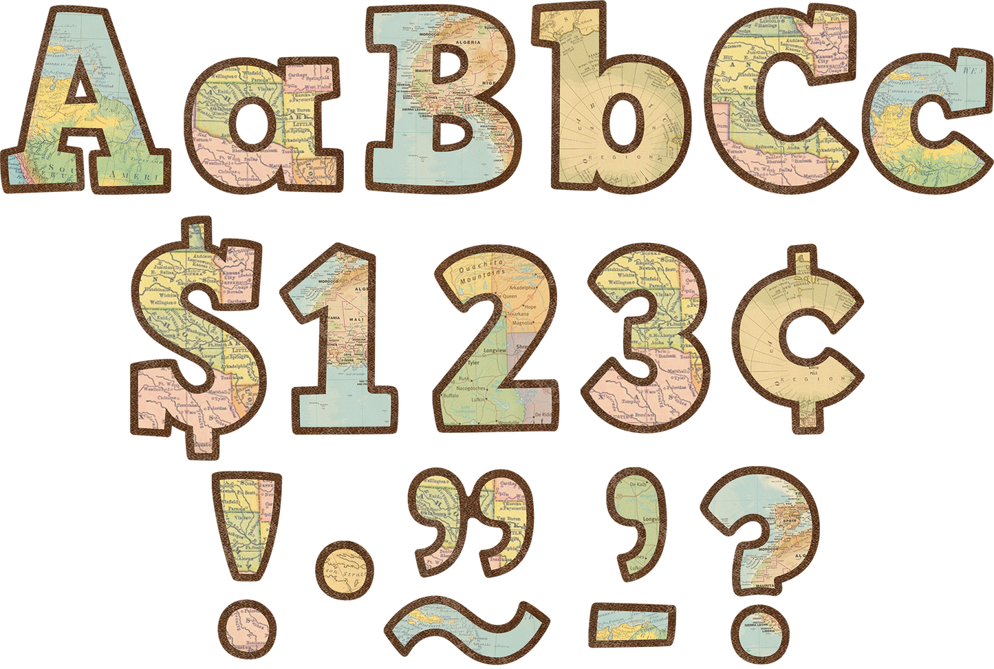 Travel the Map Bold Block 4" Letters Combo Pack
