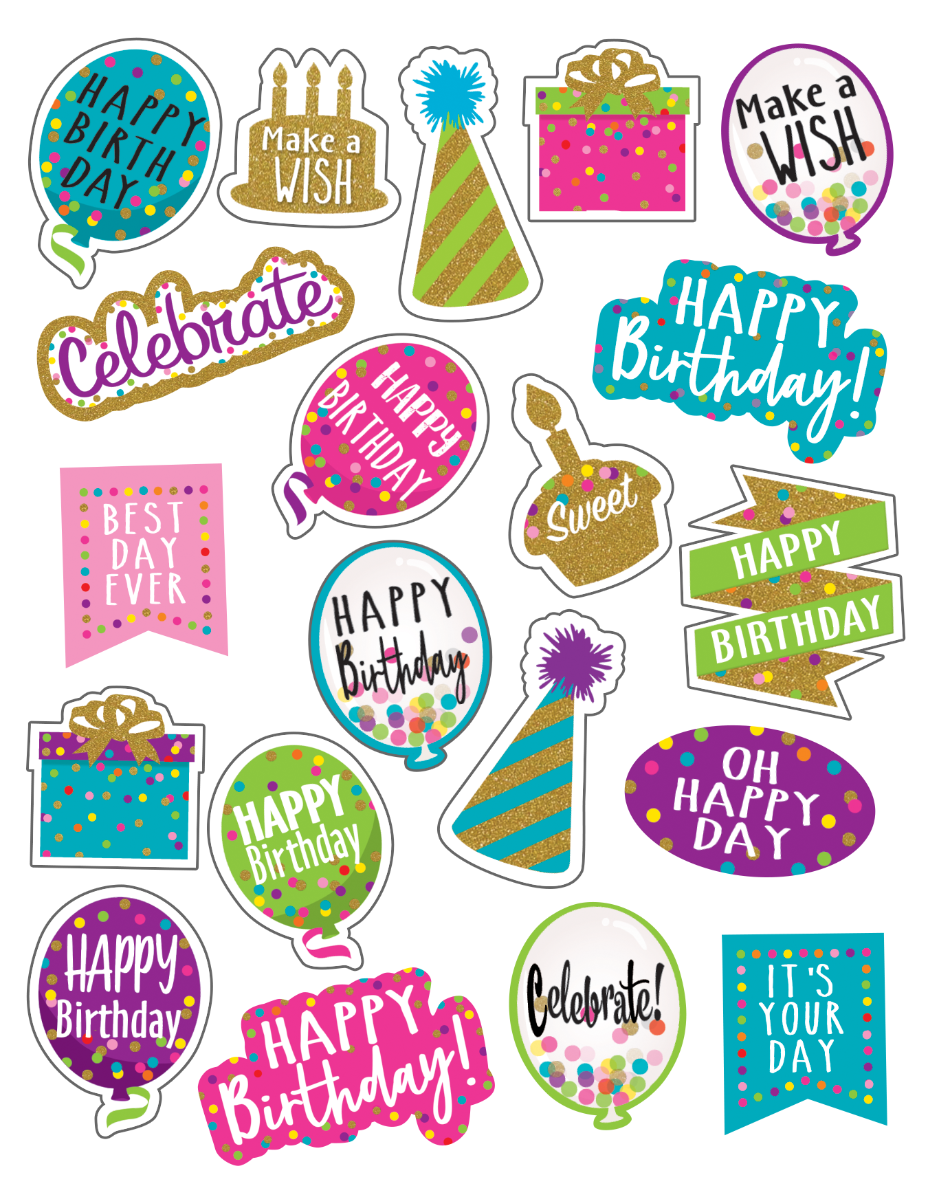 Confetti Happy Birthday Stickers