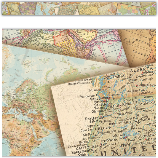 Travel the Map Straight Border Trim