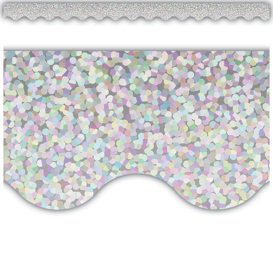 Silver Sparkle Scalloped Border Trim