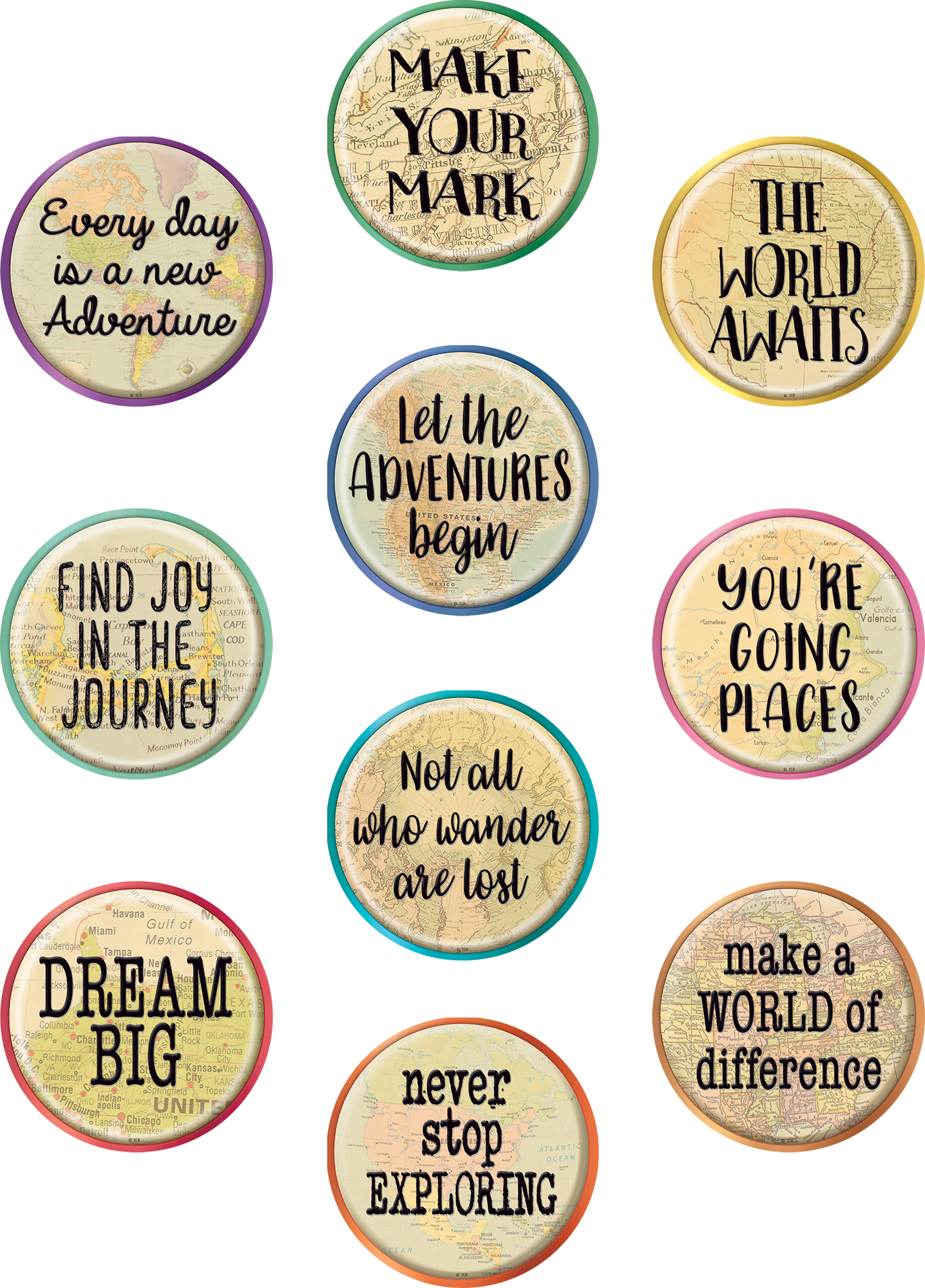 Travel the Map Positive Sayings Accents