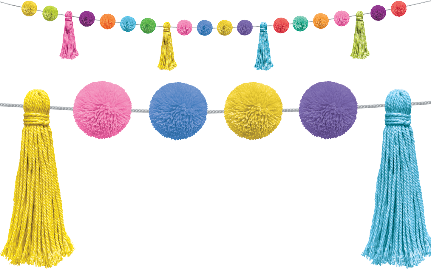 Colorful Pom-Poms and Tassels Garland