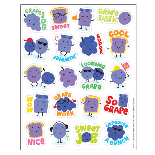 Fun and colorful Eureka Scented Stickers with a long-lasting smell will add an extra touch to graded assignments, classroom crafts and rewards!
80 scented self-adhesive stickers per pack. Individual sticker size varies slightly by design.