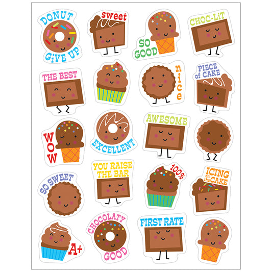 Fun and colorful Eureka Scented Stickers with a long-lasting smell will add an extra touch to graded assignments, classroom crafts and rewards!
80 scented self-adhesive stickers per pack. Individual sticker size varies slightly by design.
