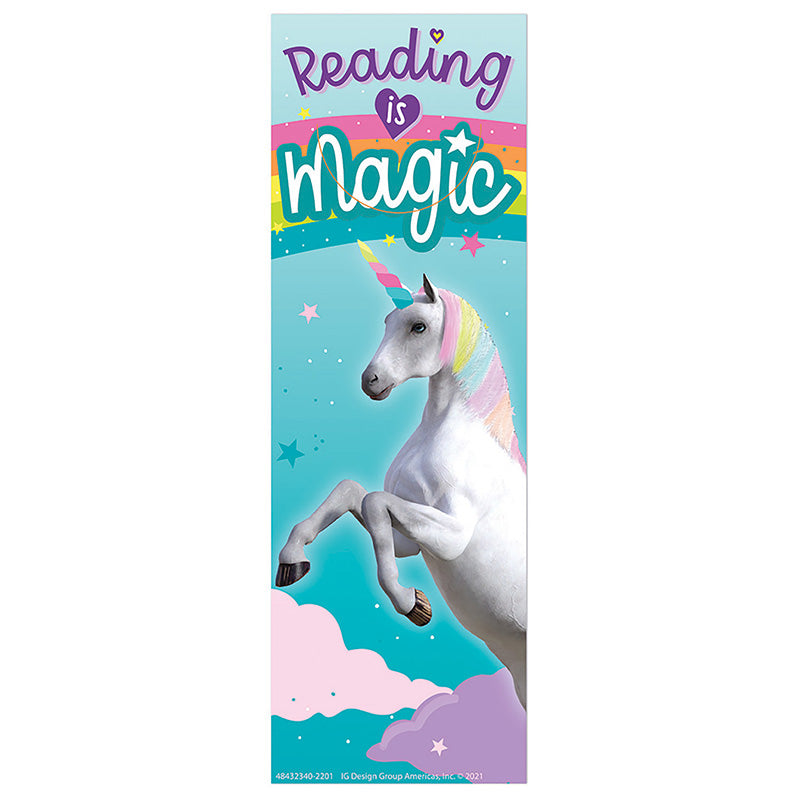 Encourage and enhance your students love for reading with colorful bookmarks. Eureka Bookmarks give you a creative way to enhance and encourage a love of reading.
36 bookmarks per package. Individual bookmark measures 2" x 6"