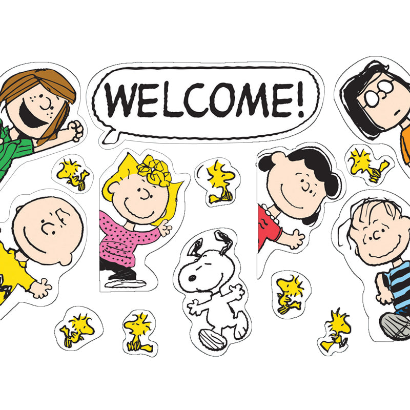 Go-Arounds® are a fun way to decorate around doors, windows, chalkboards, bulletin boards, archways and more. Each set features multiple characters that are designed with a flat edge on one side allowing the characters to appear as if they are peeking out of the display.
14-piece set includes: 1 Welcome Text Bubble (measuring 21 5/8" x 7 3/4") and 14 die-cut character pieces (ranging in size from 3 3/4" x 3 1/8" to 12 3/4" x 8")