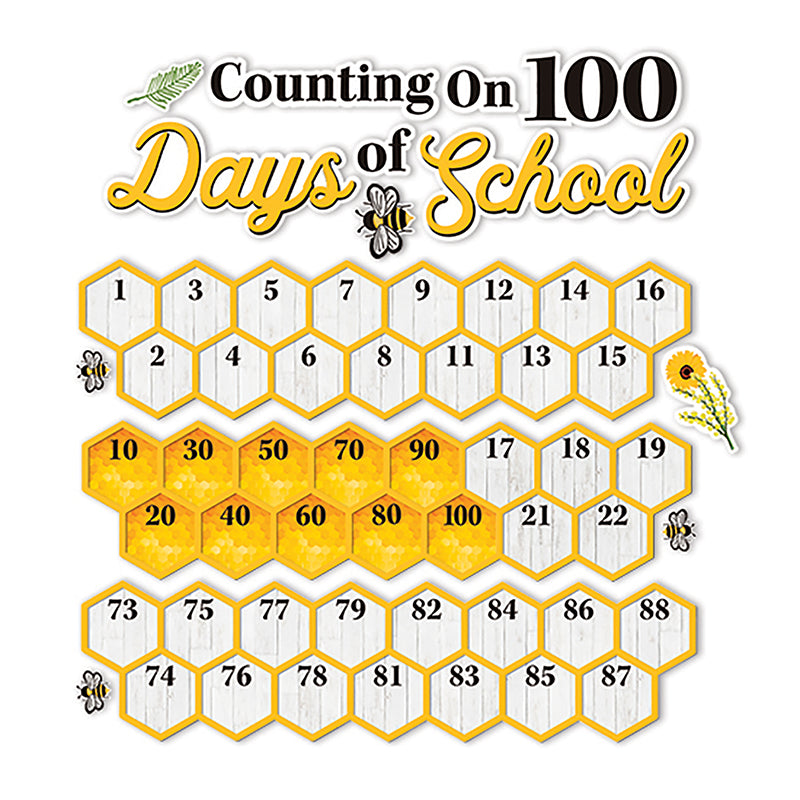 Celebrate 100 days of school with a 123 piece Eureka Mini Bulletin Board Set. Set Includes 8 Panels With: 6-piece "Counting on 100 Days of School" Header, 100 Counting Pieces that can be arranged in infinite ways, and 17 Decorative Pieces. Also great for use as a number line!