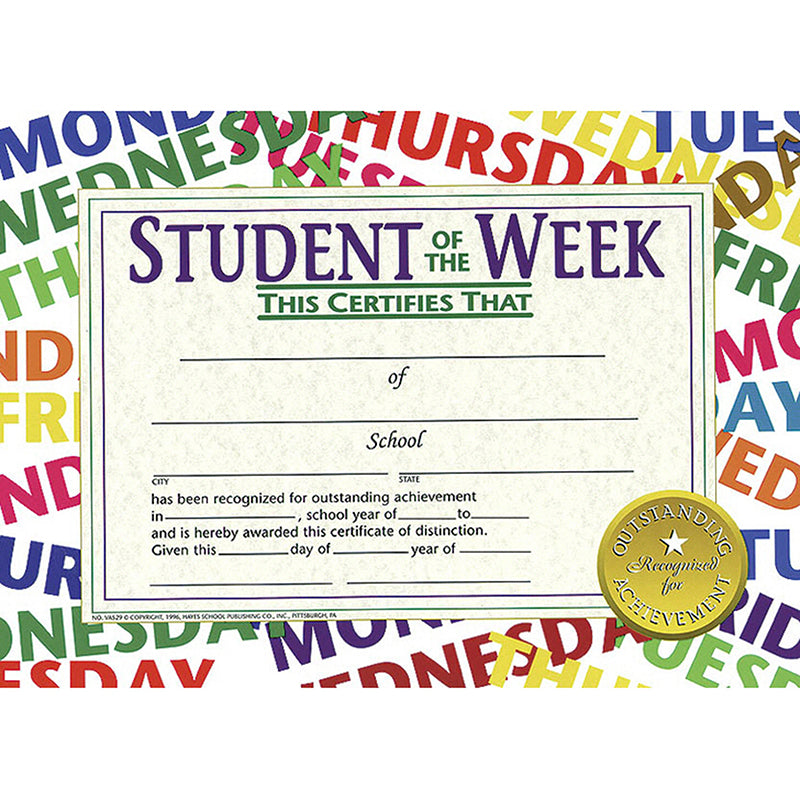 STUDENT OF THE WEEK 30/PK 8.5 X 11