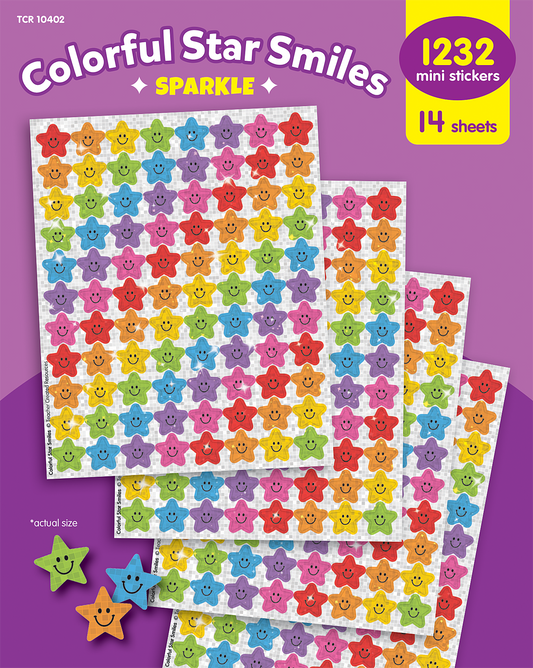 Colorful Star Smiles Sparkle Mini Stickers Value Pack