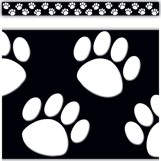 Black with White Paw Print Border