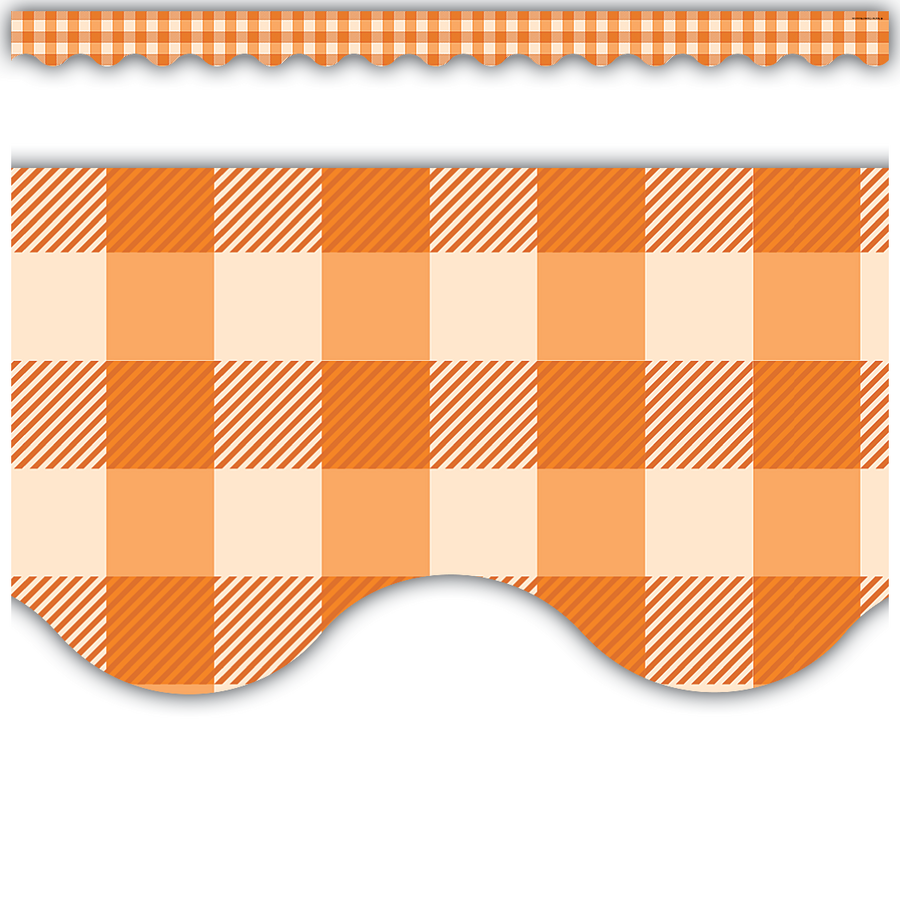 Orange Gingham Scalloped Border