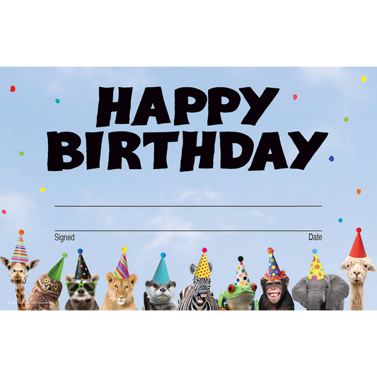 Go Wild Animals Happy Birthday Award