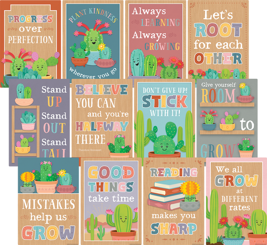 Happy Cactus Crew Positive Sayings Small Poster Pack