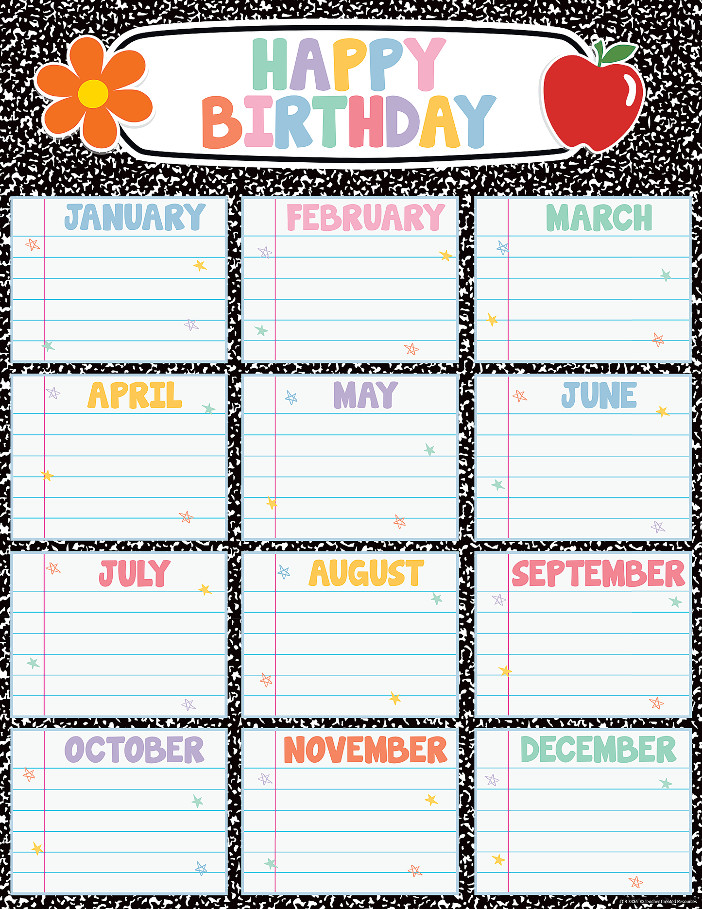 Cool for School Composition Happy Birthday Chart