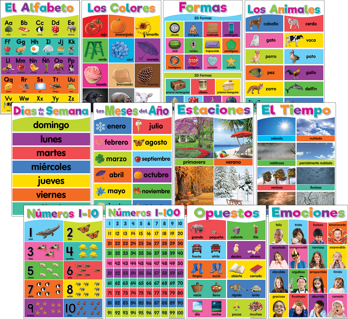 Spanish Colorful Early Learning Small Poster Pack