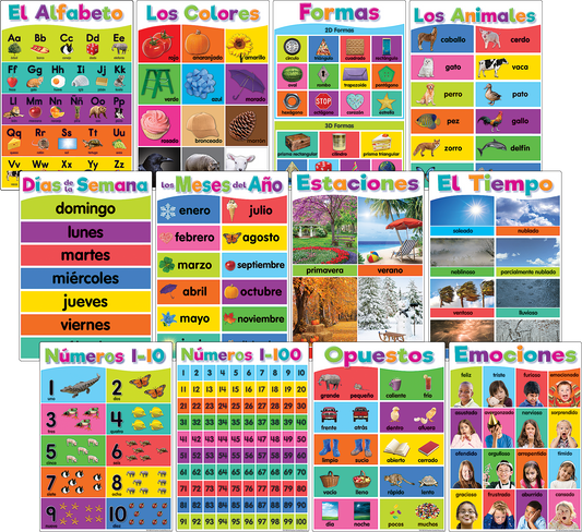 Spanish Colorful Early Learning Small Poster Pack