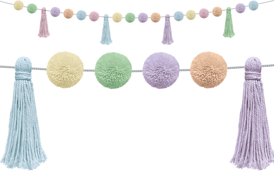 Pastel Pop Pom-Poms and Tassels Garland