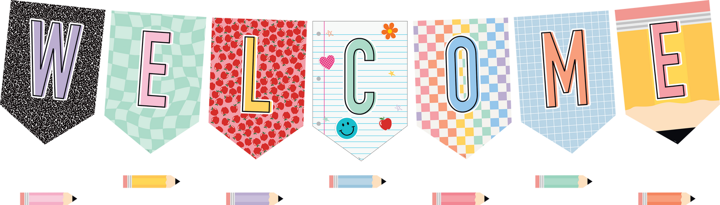 Cool for School Pennants Welcome Bulletin Board
