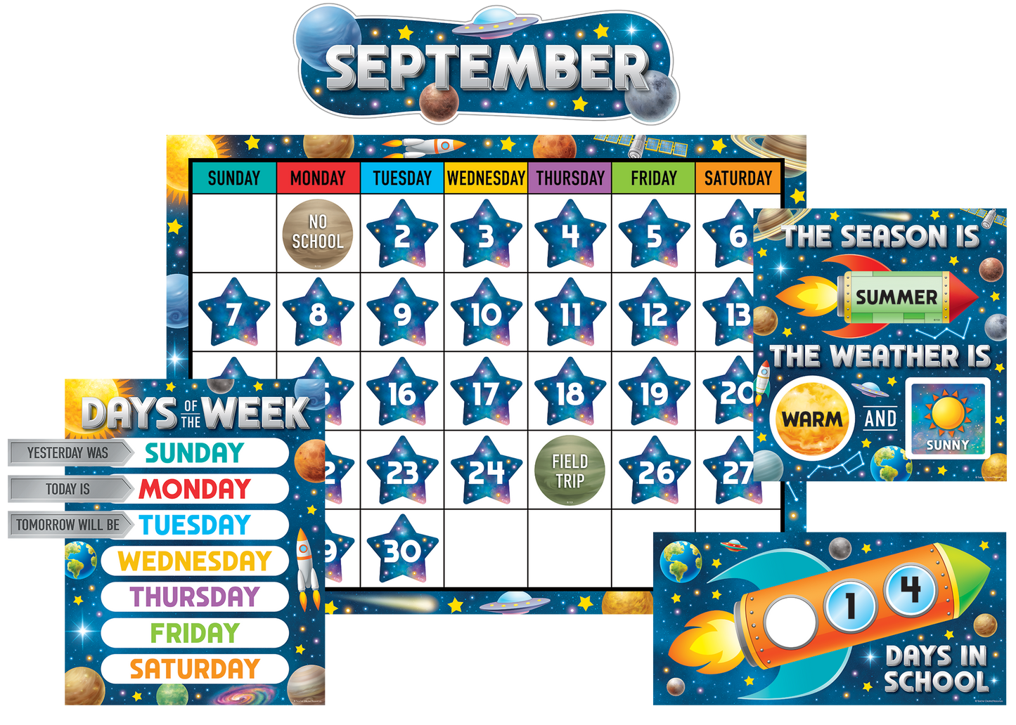 Outer Space Crew Calendar Bulletin Board