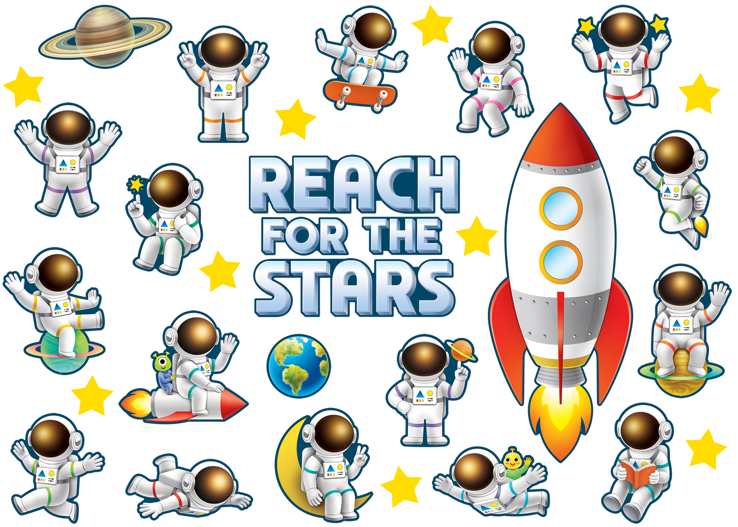 Outer Space Crew Reach for the Stars Bulletin Board