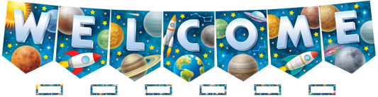 Outer Space Crew Pennants Welcome Bulletin Board