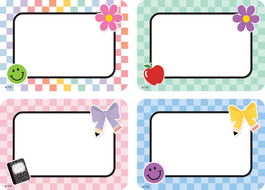 Cool for School Checkers Name Tags/Labels - Multi-Pack