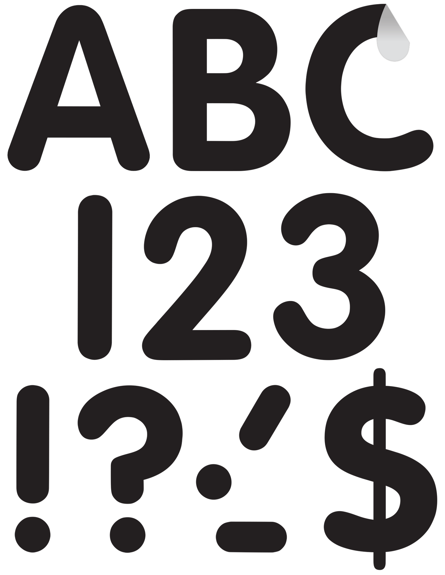 Black 4" Classic Self-Adhesive Letters Uppercase
