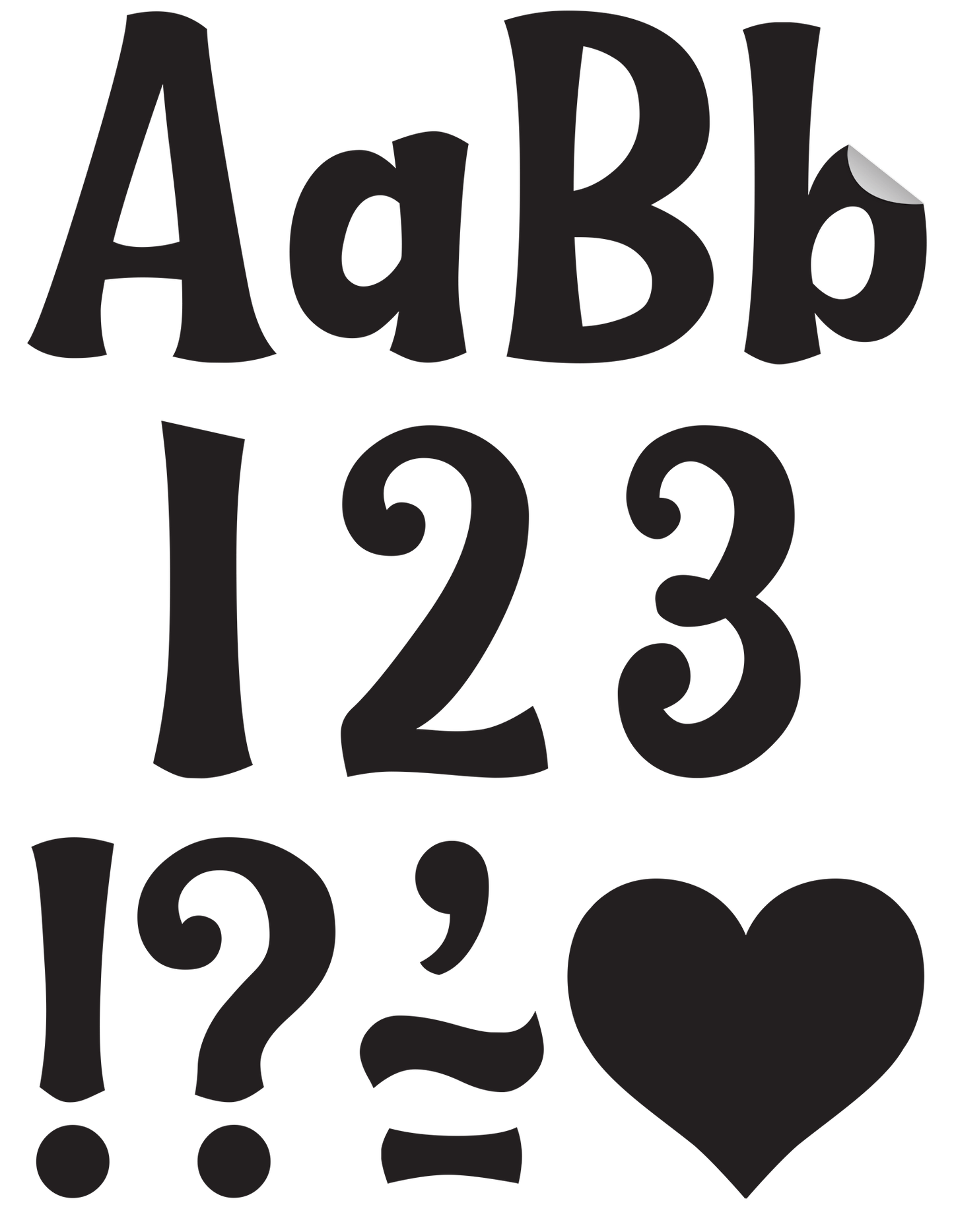 Black 4" Wild Whimsy Self-Adhesive Letters Combo Pack