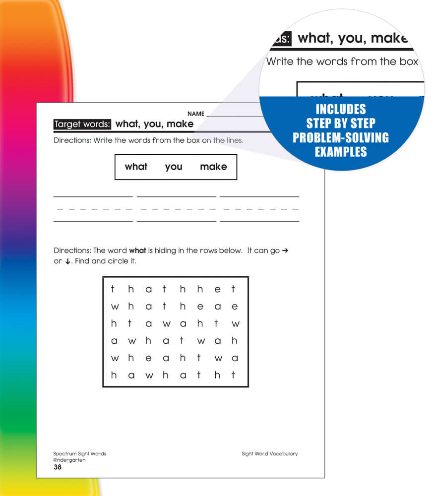 Spectrum Sight Words Kindergarten