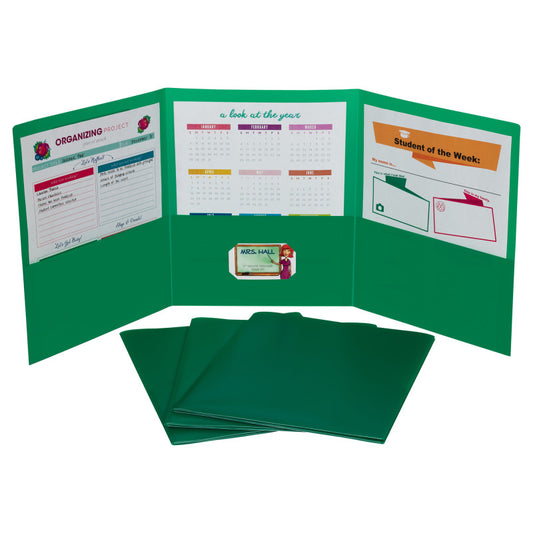 Tri-Fold Poly Pocket Folder - Green