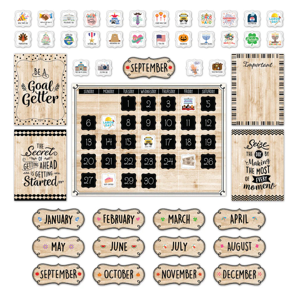 Core Decor, Black, White & Wood Calendar Set